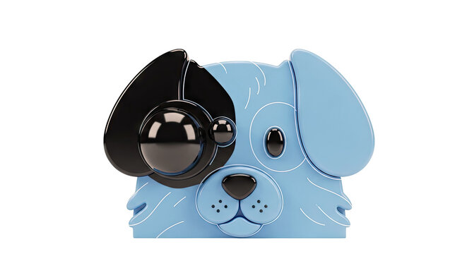 Stylized Blue Dog Character with Black Eye Patch