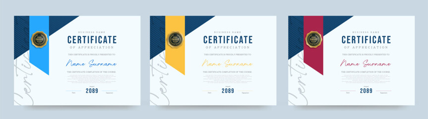 Fototapeta premium Elegant certificate diploma template with clean layout suitable for award appreciation completion or achievement in education or corporate use