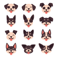 Fototapeta premium Collection of Cartoon Dog Faces with Expressions.