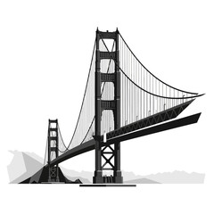Fototapeta premium Golden Gate Bridge Illustration in Black.