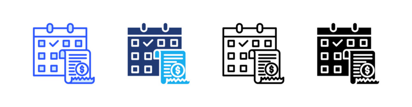 Due Multiple Style Icon Set Vector 