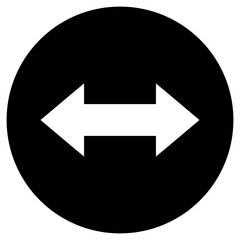 Vector Horizontal Resize Icon &ndash; White Double-Sided Arrow in Black Circle Symbol EPS