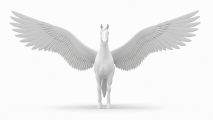 Obraz premium Majestic white winged horse statue standing proudly with outstretched wings