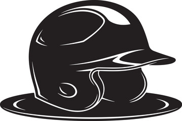 Black and White Illustration of a Hard Hat Helmet