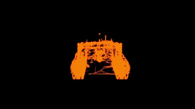 Military armored tank, army machine, heavy, special transport. Wireframe low poly mesh. Available in FullHD and 4K video
