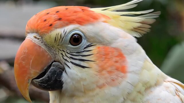 Close-up of colorful parrots, close-up of cockatoos