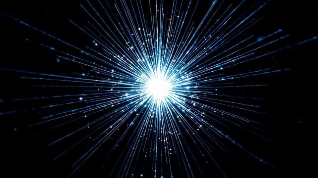 Blue ray particle radiation special effect, blue ray particle convergence explosion