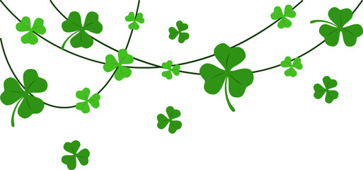 Green shamrock garland decoration corner for st patrick day. Vector isolated