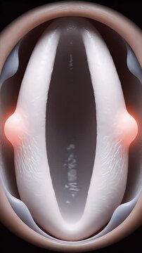 Medical CGI Visualization Of Vocal Cord Nodules And Laryngeal Risk Metaphor With Glowing Red Inflammation In Dark Medical Background