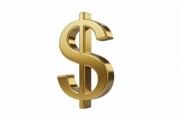 Obraz premium Golden 3D dollar sign symbol on white background