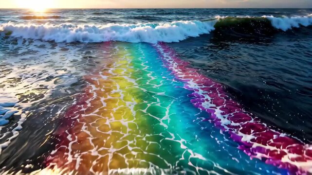 Rainbow waves on the sea, rainbow wonders of waves