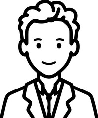 Obraz premium Hand Drawn Professional Doctor Wearing a Stethoscope Black and White Avatar Illustration in Minimal Line Art Style Design