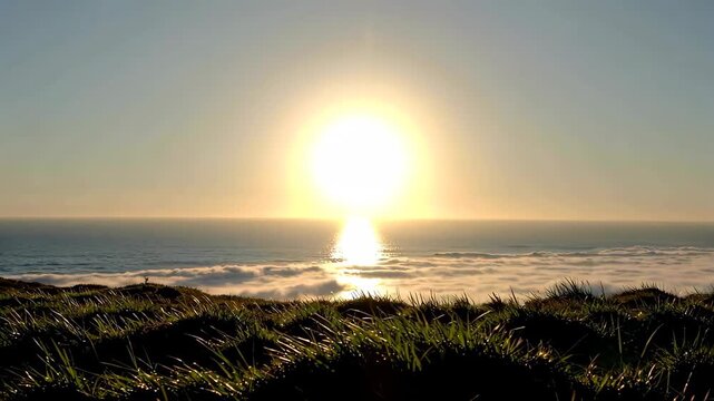 Sunrise over the sea of clouds, magnificent sunrise over the sea