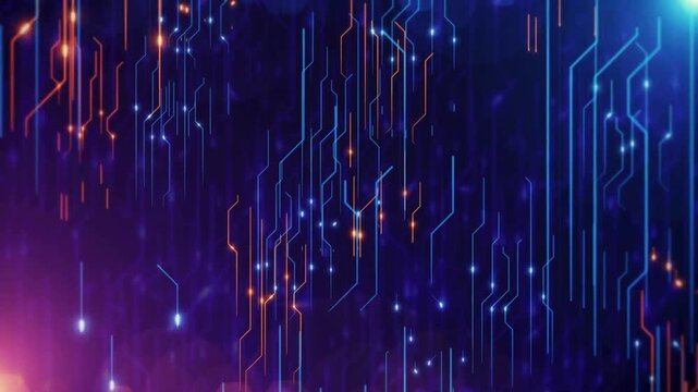 Tech futuristic digital abstract animation background. visualizing digital impact when computer working. Concept of digital communication, cloud computing.