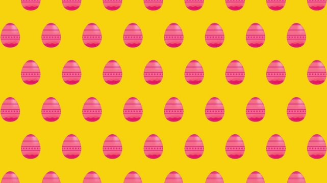 Vibrant yellow pattern with rows of pink and purple Easter eggs for a bold festive look.