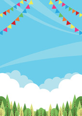 森のイベント背景、かわいい、シンプル、縦、イラスト