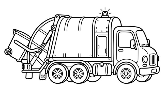Garbage Truck Line Art