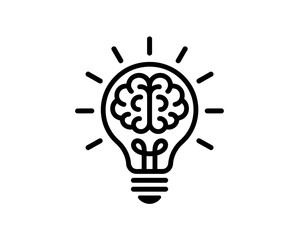 Fototapeta premium A minimalist vector illustration of a lightbulb with a brain inside, symbolizing a great idea or innovation
