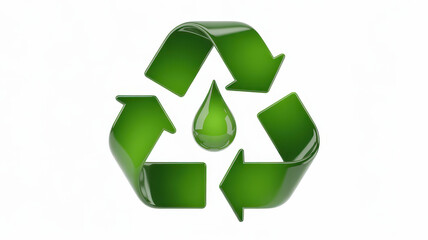 Obraz premium Green recycling symbol with a water droplet recycle