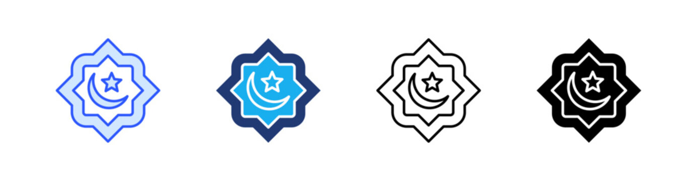 Islam Multiple Style Icon Set Vector 