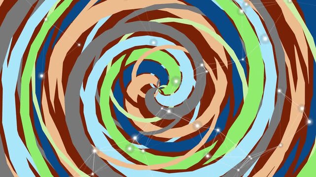 Abstract colorful swirl background featuring a bright rainbow spiral pattern with artistic curves and vector line textures for a modern wallpaper design
