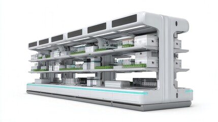 Fototapeta premium future retail automation smart shelf system isolated on white background