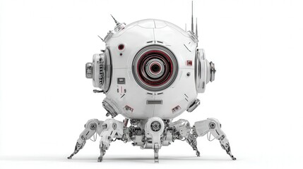 Naklejka premium futuristic AI robot core without humanoid form isolated on white background