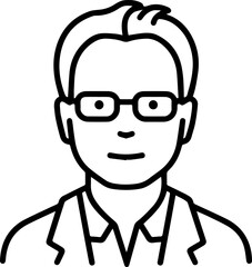 Obraz premium Hand Drawn Professional Doctor Wearing a Stethoscope Black and White Avatar Illustration in Minimal Line Art Style Design