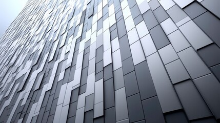 Abstract wall design with geometric tiles in grayscale tones