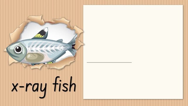 Educational Alphabet Animation for Letter X with X-ray Fish Illustration