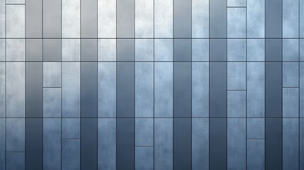 Smooth Blue Metal Wall Texture with Vertical Rectangle Patterns