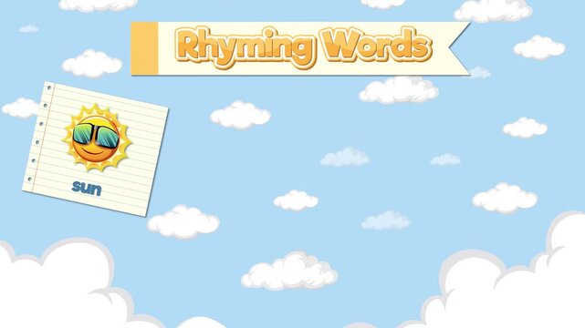 Educational Animation of Rhyming Words Sun Bun Run and Gun
