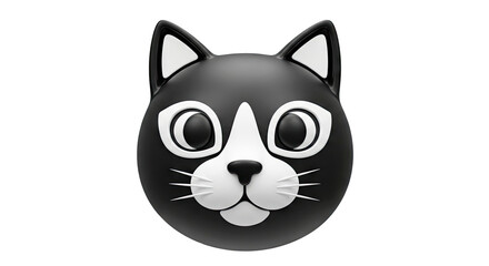 Obraz premium 3D Black and White Cat Emoji