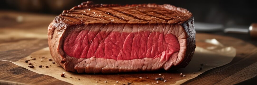 Steak package cut open revealing juicy arm steak inside, packaging, kroger
