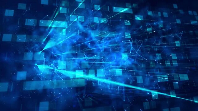 Tech futuristic digital abstract animation background. visualizing digital impact when computer working. Concept of digital communication, cloud computing.