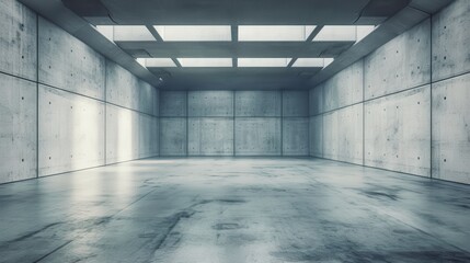 Empty Modern Concrete Room with Skylights for Creative Projects
