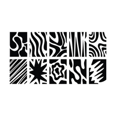 Fototapeta premium Black White Abstract Shape Pattern Bundle, Bold Organic Wave Stripe Fluid Background