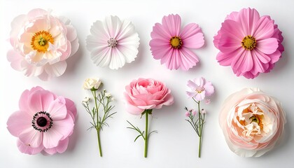 Obraz premium Soft pastel blooms arranged in delicate harmony, showcasing pink and blush flowers with golden centers, airy petals, and gentle textures that celebrate spring’s fresh elegance and natural beauty