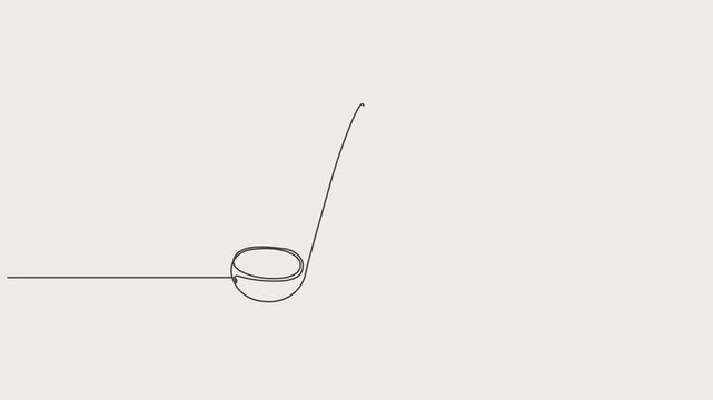 Continuous one line animation,simple linear style Doodle vector illustration Editable stroke,one Continuous line art drawing of a ladle holding food, Concepts for minimalist kitchen art,