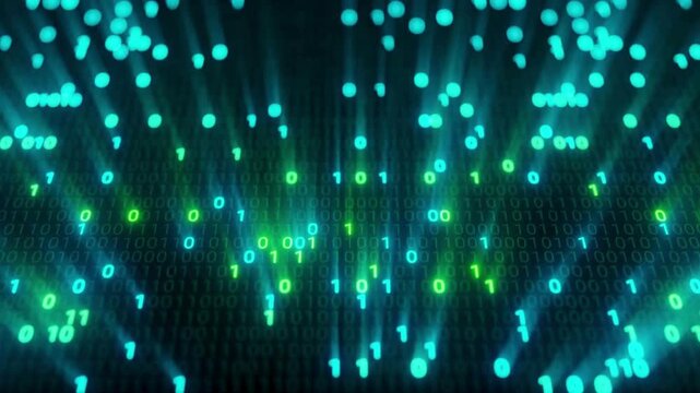 animation of digital numbers, binary code. Digital Binary code Data Background. Perspective wall of binary numbers digital pattern background.