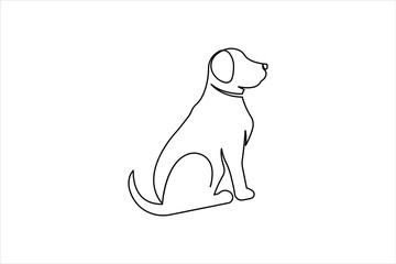 Obraz premium Continuous one line dog pet animal drawing of dog signs simple line art vector illustration