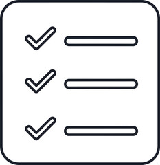 Obraz premium Black checklist icon with three checked boxes and lines