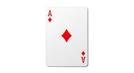 Obraz premium Red Ace of Diamonds playing card featuring crisp minimalist graphics centered on a clean white professional studio backdrop.