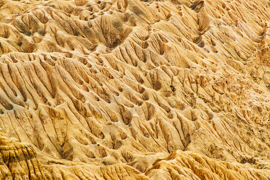 Beautiful scenic view of Moonland, near Lamayuru, named for its uncanny resemblance to the surface of the Moon. Naturally eroded, soft clay hills giving it a true lunar vibe. Lamayuru, Ladakh, India.