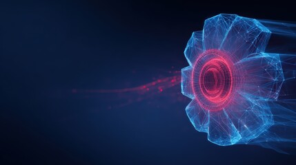 Obraz premium A futuristic digital rendering of a glowing gear, conveying innovation, technology, and industry with a striking visual impact. ..Created with Generative AI, not depicting real subjects.