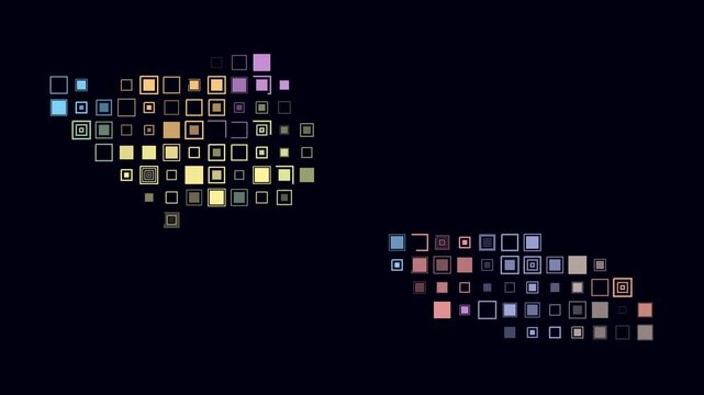 Samoa animated country shape. Pulsating colored dots on the map of the country. Large size square blocks. Digital style Samoa map on dark background. Modern animation video.