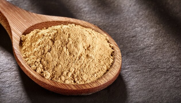 Organic Peruvian Maca Powder In Spoon Lepidium Meyenii