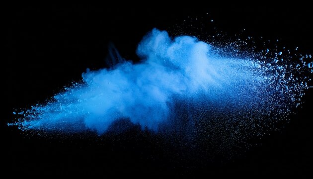 Blue Powder Explosion Isolated On Transparent Background