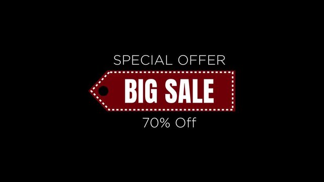Big Sale Motion Graphics Special Offer 70 Percent Off Animated Price Tag