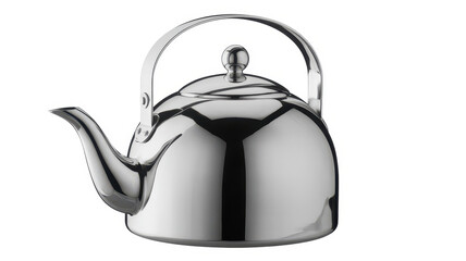 Obraz premium Shiny metal kettle with handle silver